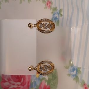 Triple Heart Diamond Chip Pierced Earrings